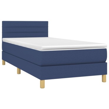 vidaXL Κρεβάτι Boxspring με Στρώμα Μπλε 80x200 εκ. Υφασμάτινο