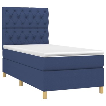 vidaXL Κρεβάτι Boxspring με Στρώμα Μπλε 80x200 εκ. Υφασμάτινο
