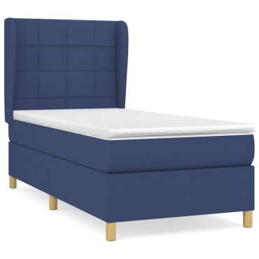 vidaXL Κρεβάτι Boxspring με Στρώμα Μπλε 80x200 εκ. Υφασμάτινο