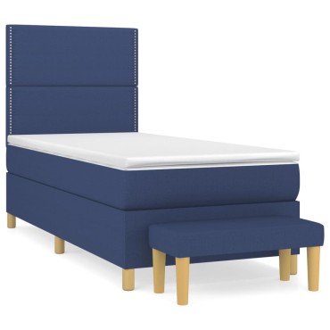 vidaXL Κρεβάτι Boxspring με Στρώμα Μπλε 80x200 εκ. Υφασμάτινο