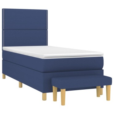 vidaXL Κρεβάτι Boxspring με Στρώμα Μπλε 80x200 εκ. Υφασμάτινο