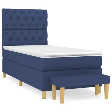 vidaXL Κρεβάτι Boxspring με Στρώμα Μπλε 80x200 εκ. Υφασμάτινο