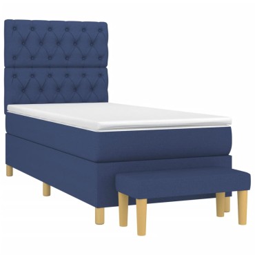 vidaXL Κρεβάτι Boxspring με Στρώμα Μπλε 80x200 εκ. Υφασμάτινο