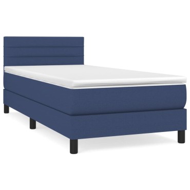 vidaXL Κρεβάτι Boxspring με Στρώμα Μπλε 80x200 εκ. Υφασμάτινο