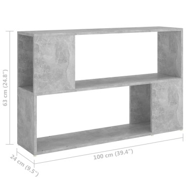 vidaXL Βιβλιοθήκη Γκρι Σκυροδέματος 100x24x63cm Επεξεργασμ. Ξύλο 1 τεμ.