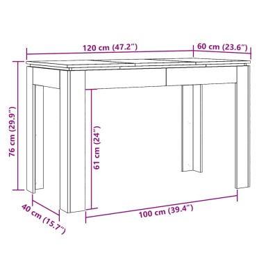 vidaXL Τραπεζαρία Παλιό Ξύλο 120x60x76cm από Μοριοσανίδα 1 τεμ.