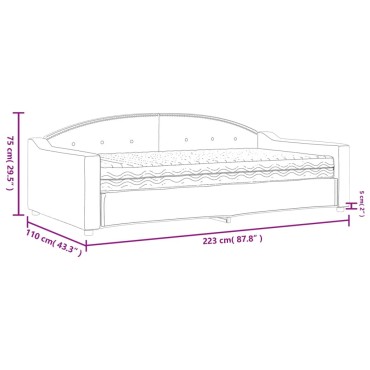 vidaXL Καναπές Κρεβάτι με Στρώμα Ανοιχτό Γκρι 100 x 200 εκ. Υφασμάτινο