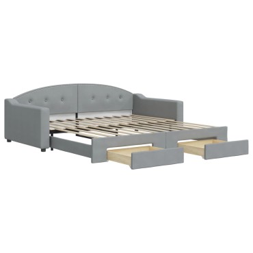 vidaXL Καναπές Κρεβάτι Συρόμενος Αν. Γκρι 100x200cm Ύφασμα & Συρτάρια 1 τεμ. - Μονό