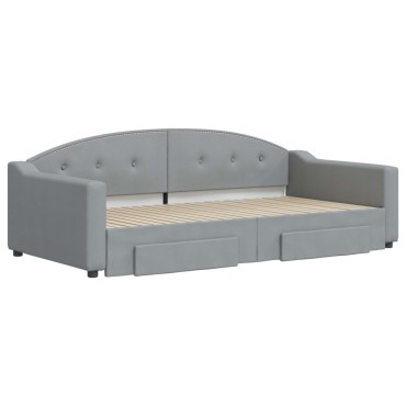 vidaXL Καναπές Κρεβάτι Συρόμενος Αν. Γκρι 100x200cm Ύφασμα & Συρτάρια 1 τεμ. - Μονό