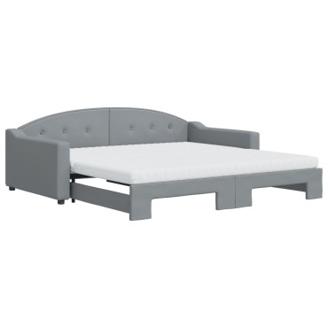 vidaXL Καναπές Κρεβάτι Συρόμενος Αν. Γκρι 100x200cm Ύφασμα Στρώματα 1 τεμ. - Μονό
