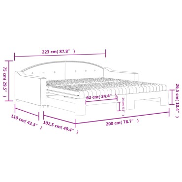 vidaXL Καναπές Κρεβάτι Συρόμενος Αν. Γκρι 100x200cm Ύφασμα Στρώματα 1 τεμ. - Μονό