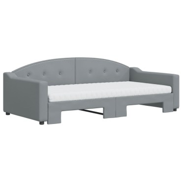 vidaXL Καναπές Κρεβάτι Συρόμενος Αν. Γκρι 100x200cm Ύφασμα Στρώματα 1 τεμ. - Μονό