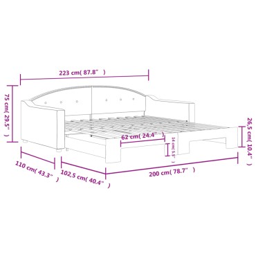 vidaXL Καναπές Κρεβάτι Συρόμενος Αν. Γκρι 100x200cm Ύφασμα 1 τεμ. - Μονό