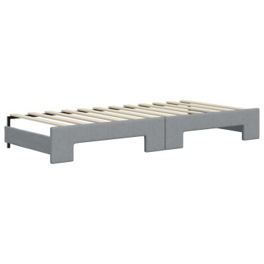 vidaXL Καναπές Κρεβάτι Συρόμενος Αν. Γκρι 100x200cm Ύφασμα & Συρτάρια 1 τεμ. - Μονό