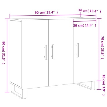 vidaXL Ντουλάπι Καφέ Δρυς 90x34x80cm από Επεξεργασμένο Ξύλο 1 τεμ.