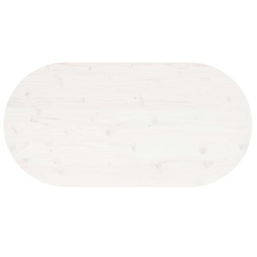 vidaXL Επιφάνεια Τραπεζιού Οβάλ Λευκή 100x50x2,5cm Μασίφ Ξύλο Πεύκου 1 τεμ.