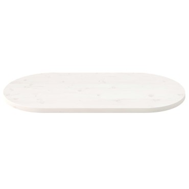 vidaXL Επιφάνεια Τραπεζιού Οβάλ Λευκή 90x45x2,5cm Μασίφ Ξύλο Πεύκου 1 τεμ.