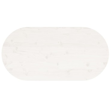 vidaXL Επιφάνεια Τραπεζιού Οβάλ Λευκή 90x45x2,5cm Μασίφ Ξύλο Πεύκου 1 τεμ.