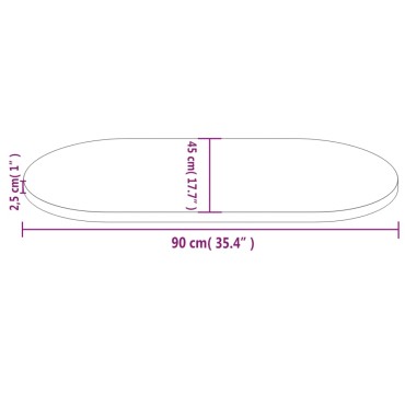 vidaXL Επιφάνεια Τραπεζιού Οβάλ Λευκή 90x45x2,5cm Μασίφ Ξύλο Πεύκου 1 τεμ.
