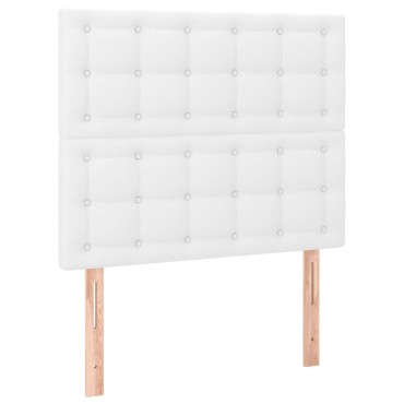vidaXL Κρεβάτι Boxspring με Στρώμα Λευκό 90x190cm από Συνθετικό Δέρμα 1 τεμ. - Μονό