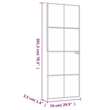 vidaXL Εσωτερική Πόρτα 76x201,5 εκ. Ψημένο Γυαλί και  Λεπτό Αλουμίνιο