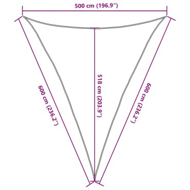 vidaXL Πανί Σκίασης Κόκκινο 5 x 6 x 6 μ. από HDPE 160 γρ./μ²