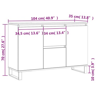 vidaXL Μπουφές Καφέ Δρυς 104x35x70cm από Επεξεργασμένο Ξύλο 1 τεμ.