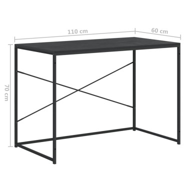 vidaXL Γραφείο Υπολογιστή Μαύρο 110x60x70cm Επεξεργασμένο Ξύλο 1 τεμ.