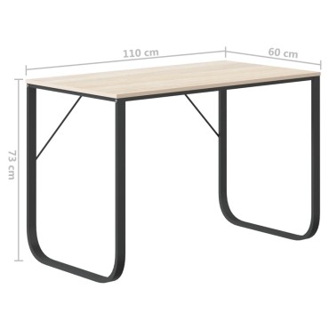 vidaXL Γραφείο Υπολογιστή Μαύρο/Δρυς 110x60x73cm από Μοριοσανίδα 1 τεμ.