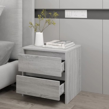vidaXL Κομοδίνο Γκρι Sonoma 45x34,5x44,5cm από Μοριοσανίδα 1 τεμ.