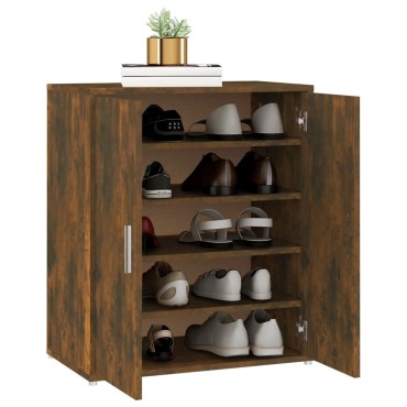 vidaXL Παπουτσοθήκη Καπνιστή Δρυς 60x35x70cm από Επεξεργασμένο Ξύλο