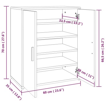 vidaXL Παπουτσοθήκη Καπνιστή Δρυς 60x35x70cm από Επεξεργασμένο Ξύλο