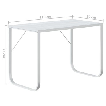 vidaXL Γραφείο Υπολογιστή Λευκό 110x60x73cm από Μοριοσανίδα 1 τεμ.