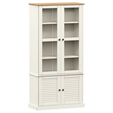 vidaXL Βιτρίνα VIGO Λευκή 85x35x170cm από Μασίφ Ξύλο Πεύκου 1 τεμ.