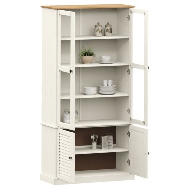 vidaXL Βιτρίνα VIGO Λευκή 85x35x170cm από Μασίφ Ξύλο Πεύκου 1 τεμ.