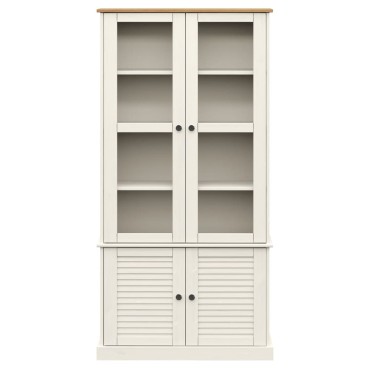 vidaXL Βιτρίνα VIGO Λευκή 85x35x170cm από Μασίφ Ξύλο Πεύκου 1 τεμ.