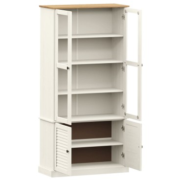 vidaXL Βιτρίνα VIGO Λευκή 85x35x170cm από Μασίφ Ξύλο Πεύκου 1 τεμ.