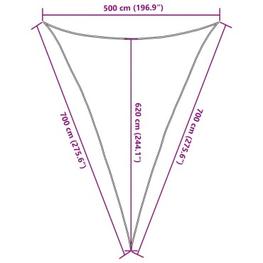 vidaXL Πανί Σκίασης Ανοιχτό Πράσινο 5 x 7 x 7 μ. από HDPE 160 γρ./μ²