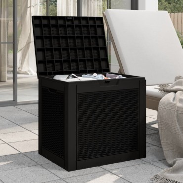 vidaXL Μπαούλο Αποθήκευσης Κήπου Μαύρο 55,5x43x53cm Πολυπροπυλένιο 1 τεμ.
