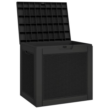 vidaXL Μπαούλο Αποθήκευσης Κήπου Μαύρο 55,5x43x53cm Πολυπροπυλένιο 1 τεμ.