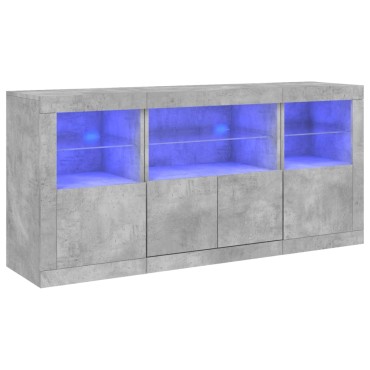 vidaXL Ντουλάπι με LED Γκρι Σκυροδέματος 142,5x37x67cm 1 τεμ.