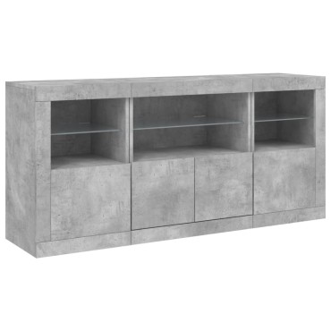vidaXL Ντουλάπι με LED Γκρι Σκυροδέματος 142,5x37x67cm 1 τεμ.