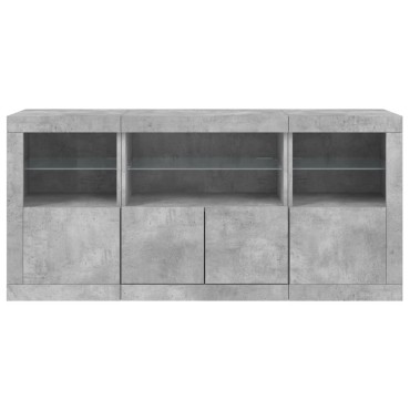 vidaXL Ντουλάπι με LED Γκρι Σκυροδέματος 142,5x37x67cm 1 τεμ.