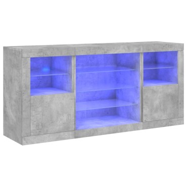 vidaXL Ντουλάπι με LED Γκρι Σκυροδέματος 142,5x37x67cm 1 τεμ.