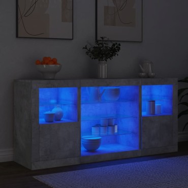 vidaXL Ντουλάπι με LED Γκρι Σκυροδέματος 142,5x37x67cm 1 τεμ.