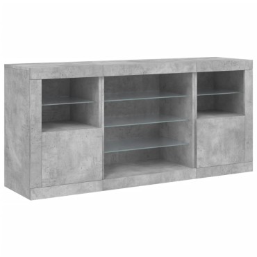 vidaXL Ντουλάπι με LED Γκρι Σκυροδέματος 142,5x37x67cm 1 τεμ.