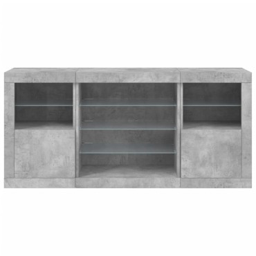 vidaXL Ντουλάπι με LED Γκρι Σκυροδέματος 142,5x37x67cm 1 τεμ.