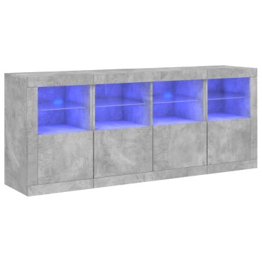 vidaXL Μπουφές με LED Γκρι Σκυροδέματος 163x37x67cm 1 τεμ.