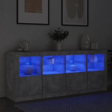 vidaXL Μπουφές με LED Γκρι Σκυροδέματος 163x37x67cm 1 τεμ.