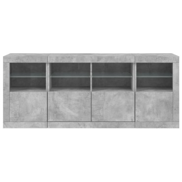 vidaXL Μπουφές με LED Γκρι Σκυροδέματος 163x37x67cm 1 τεμ.